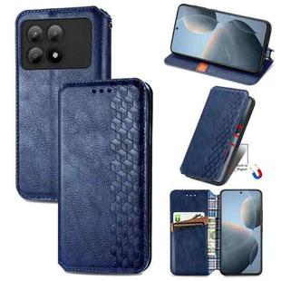 For Xiaomi Redmi K70E Cubic Grid Pressed Magnetic Leather Phone Case(Blue)