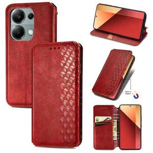 For Xiaomi Redmi Note 13 Pro 4G Cubic Grid Pressed Magnetic Leather Phone Case(Red)