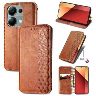 For Xiaomi Redmi Note 13 Pro 4G Cubic Grid Pressed Magnetic Leather Phone Case(Brown)