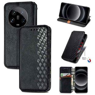 For Xiaomi 14 Ultra Cubic Grid Pressed Magnetic Leather Phone Case(Black)