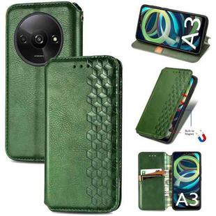 For Xiaomi Redmi A3 Cubic Grid Pressed Magnetic Leather Phone Case(Green)