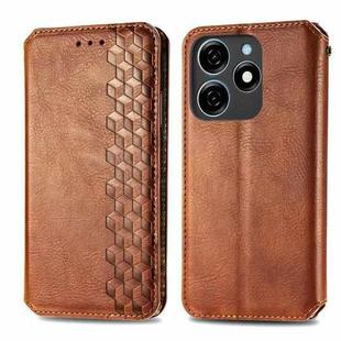 For Xiaomi Redmi Note 12 Pro 5G Cubic Grid Pressed Magnetic Leather Phone Case(Brown)