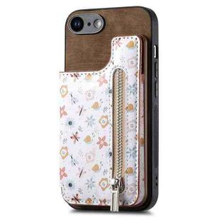 For iPhone 6 Plus / 6s Plus Retro Painted Zipper Wallet Back Phone Case(Brown)