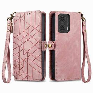 For Motorola Moto G24 Geometric Zipper Wallet Side Buckle Leather Phone Case(Pink)