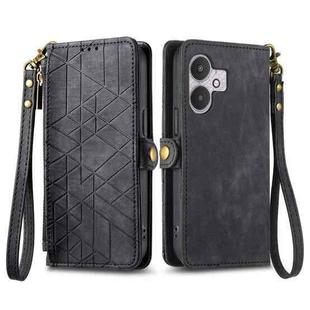 For Xiaomi Redmi 13C 5G Geometric Zipper Wallet Side Buckle Leather Phone Case(Black)