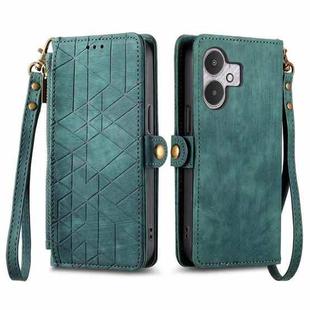 For Xiaomi Redmi 13C 5G Geometric Zipper Wallet Side Buckle Leather Phone Case(Green)