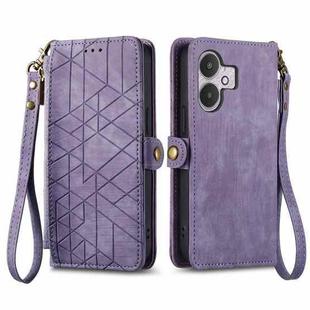 For Xiaomi Redmi 13C 5G Geometric Zipper Wallet Side Buckle Leather Phone Case(Purple)