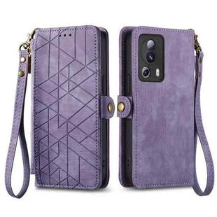 For Xiaomi 14 Ultra Geometric Zipper Wallet Side Buckle Leather Phone Case(Purple)