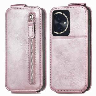 For Honor 100 5G Zipper Wallet Vertical Flip Leather Phone Case(Pink)