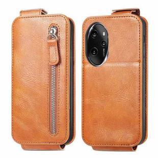 For Honor 100 Pro Zipper Wallet Vertical Flip Leather Phone Case(Brown)