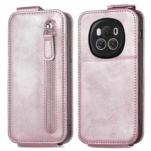 For Honor Magic6 Zipper Wallet Vertical Flip Leather Phone Case(Pink)