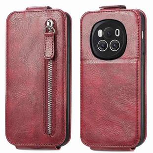 For Honor Magic6 Zipper Wallet Vertical Flip Leather Phone Case(Red)