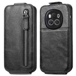 For Honor Magic6 Zipper Wallet Vertical Flip Leather Phone Case(Black)