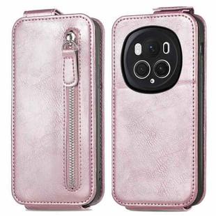 For Honor Magic6 Pro Zipper Wallet Vertical Flip Leather Phone Case(Pink)