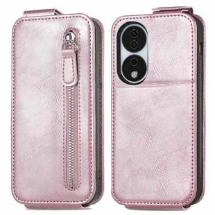 For Honor X7b Zipper Wallet Vertical Flip Leather Phone Case(Pink)