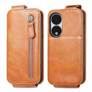 For Honor X7b Zipper Wallet Vertical Flip Leather Phone Case(Brown)