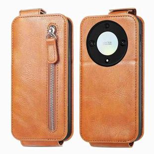 For Honor X40 5G Zipper Wallet Vertical Flip Leather Phone Case(Brown)