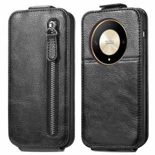 For Honor X9b Zipper Wallet Vertical Flip Leather Phone Case(Black)