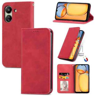 For Xiaomi Redmi 13C Retro Skin Feel Magnetic Flip Leather Phone Case(Red)