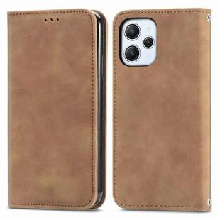 For Xiaomi Redmi 12 4G Retro Skin Feel Magnetic Flip Leather Phone Case(Brown)