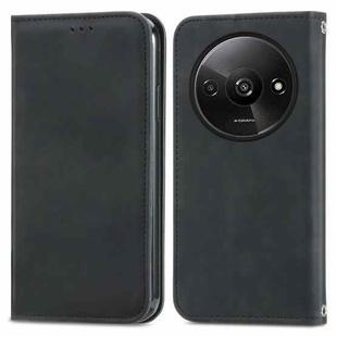 For Xiaomi Redmi A3 4G Retro Skin Feel Magnetic Flip Leather Phone Case(Black)
