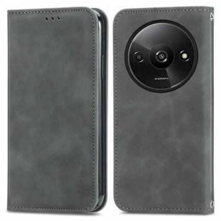 For Xiaomi Redmi A3 4G Retro Skin Feel Magnetic Flip Leather Phone Case(Grey)