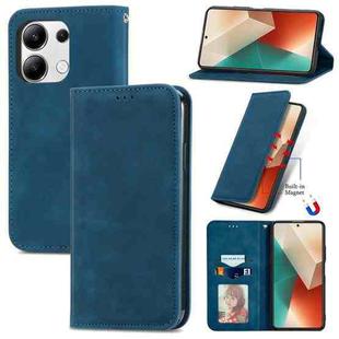 For Xiaomi Redmi Note 13 4G Retro Skin Feel Magnetic Flip Leather Phone Case(Blue)