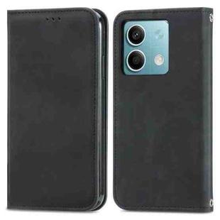 For Xiaomi Redmi Note 13 5G Retro Skin Feel Magnetic Flip Leather Phone Case(Black)