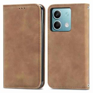 For Xiaomi Redmi Note 13 5G Retro Skin Feel Magnetic Flip Leather Phone Case(Brown)