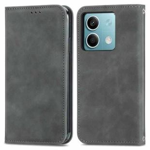 For Xiaomi Redmi Note 13 5G Retro Skin Feel Magnetic Flip Leather Phone Case(Grey)