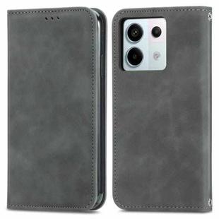 For Xiaomi Redmi Note 13 Pro 5G Retro Skin Feel Magnetic Flip Leather Phone Case(Grey)