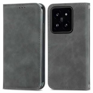 For Xiaomi  14 Pro Retro Skin Feel Magnetic Flip Leather Phone Case(Grey)