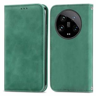 For Xiaomi  14 Ultra Retro Skin Feel Magnetic Flip Leather Phone Case(Green)