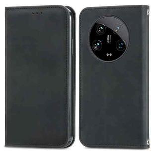 For Xiaomi  14 Ultra Retro Skin Feel Magnetic Flip Leather Phone Case(Black)