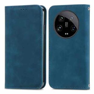 For Xiaomi  14 Ultra Retro Skin Feel Magnetic Flip Leather Phone Case(Blue)