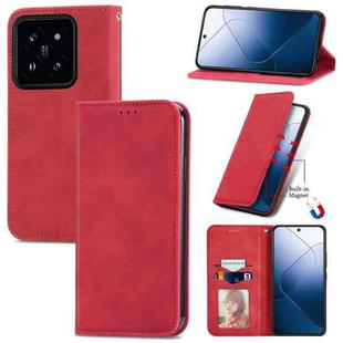 For Xiaomi 14 Retro Skin Feel Magnetic Flip Leather Phone Case(Red)