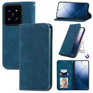 For Xiaomi 14 Retro Skin Feel Magnetic Flip Leather Phone Case(Blue)