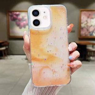 For iPhone 11 Ink Smudged Glitter TPU Phone Case(Yellow)