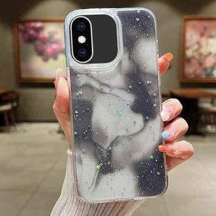 For iPhone X / XS Ink Smudged Glitter TPU Phone Case(Black)