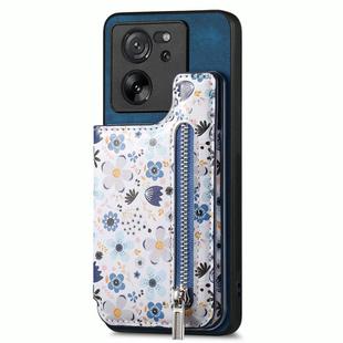 For Xiaomi 12 Retro Painted Zipper Wallet Back Phone Case(Blue)