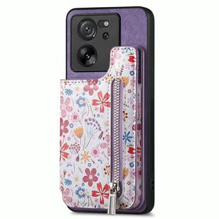For Xiaomi Poco M5s 4G Retro Painted Zipper Wallet Back Phone Case(Purple)