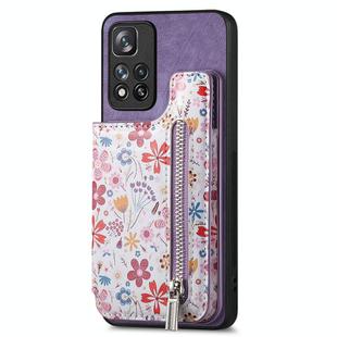 For Redmi Note 12 Pro 5G Retro Painted Zipper Wallet Back Phone Case(Purple)