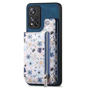 For Redmi 9A Retro Painted Zipper Wallet Back Phone Case(Blue)