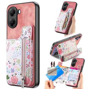 For Xiaomi Poco X7 Pro Retro Painted Zipper Wallet Back Phone Case(Pink)