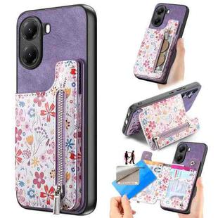For Xiaomi Poco X7 Pro Retro Painted Zipper Wallet Back Phone Case(Purple)