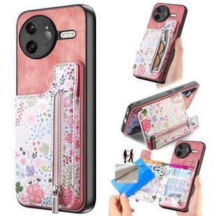 For Redmi K80 / Poco F7 Pro Retro Painted Zipper Wallet Back Phone Case(Pink)