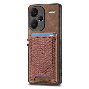 For Xiaomi Redmi Note 13 Pro+ Denim Texture Leather Skin Phone Case with Card Slot(Brown)