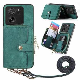 For Xiaomi 13T / 13T Pro Crossbody Multi-function Zipper Wallet Phone Case(Green)