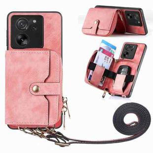 For Xiaomi 13T / 13T Pro Crossbody Multi-function Zipper Wallet Phone Case(Pink)