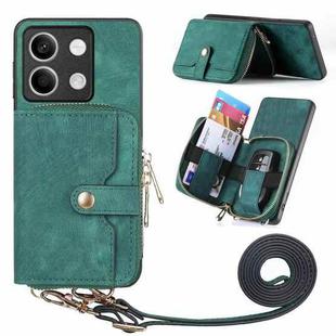 For Xiaomi Redmi Note 13 Crossbody Multi-function Zipper Wallet Phone Case(Green)